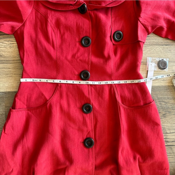 NWT Red Collared Long Peacoat Large - Picture 9 of 12